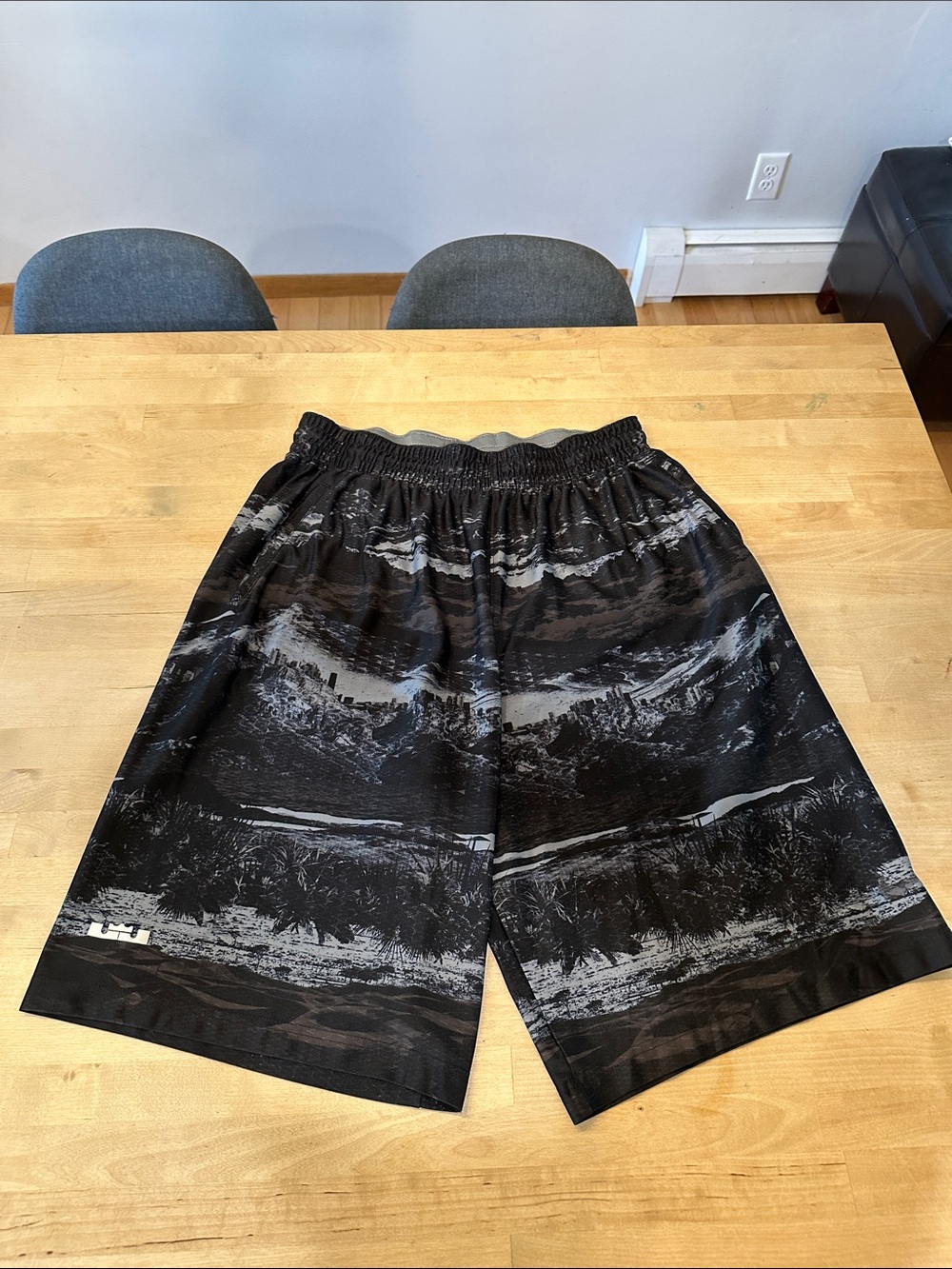 Nike LeBron James Black and Gray Athletic Elastic-Waist Shorts